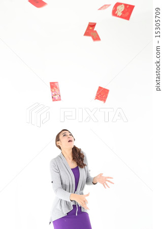 Female throw red paper up Female throw red paper up 15305709