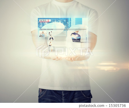 man with virtual screen and news 15305736
