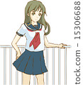 女學生·水手製服·沒有背景·矢量數據 15306688