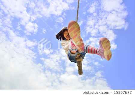 Girls who enjoy playing with park play equipment 15307677