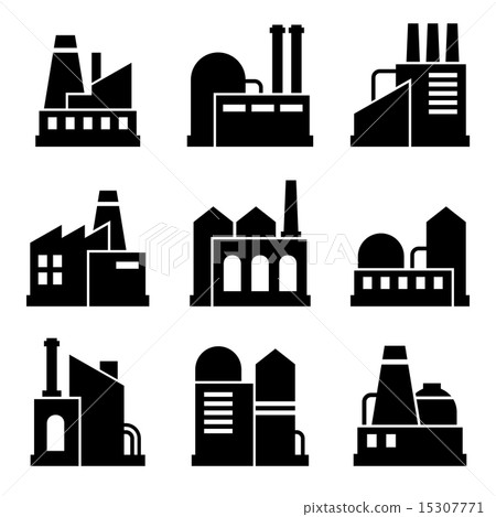 Factory and Power Industrial Building Icon Set. Vector Factory and Power Industrial Building Icon Set. Vector 15307771