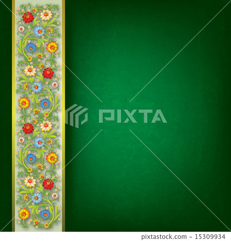 abstract floral ornament on green background 15309934