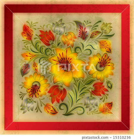 abstract grunge background with floral ornament 15310236