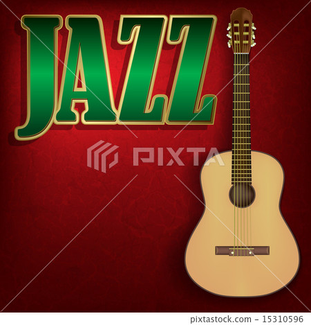 abstract grunge music background word Jazz on red 15310596