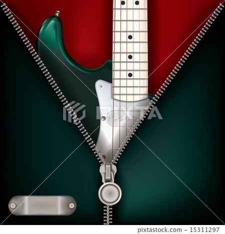 abstract background with guitar and open zipper 15311297