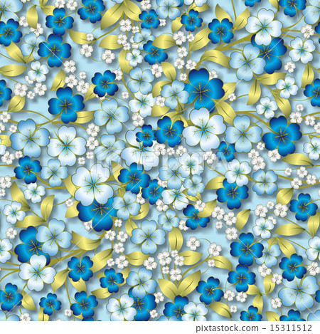 abstract white floral ornament on blue 15311512