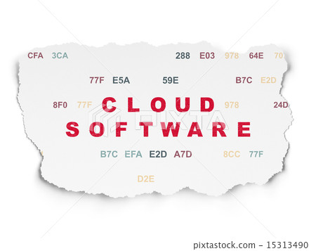 Cloud networking concept: Cloud Software on Torn Paper background 15313490