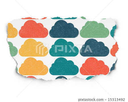 Cloud computing concept: Cloud icons on Torn Paper background 15313492