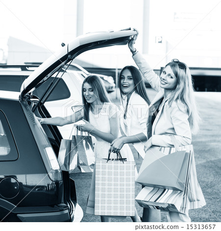 Group of girls after shopping 15313657