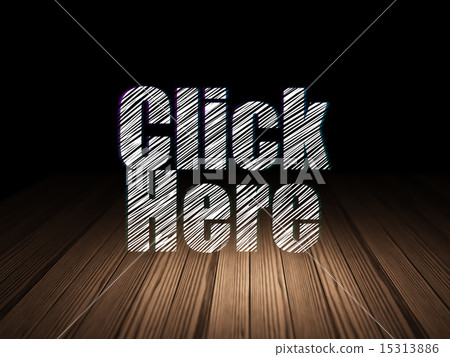 Web development concept: Click Here in grunge dark room Web development concept: Click Here in grunge dark room 15313886