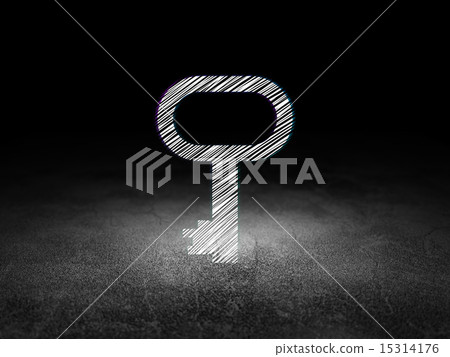 Safety concept: Key in grunge dark room 15314176