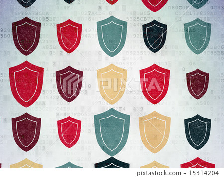Privacy concept: Shield icons on Digital Paper background 15314204