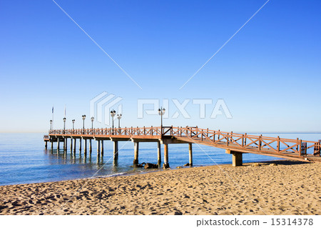 Beach Sea and Pier in Marbella 15314378