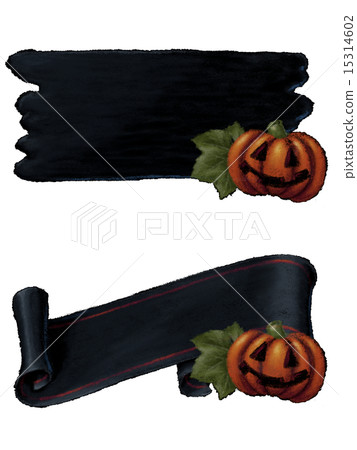 Halloween pumpkin accompanied by two blackboards Halloween pumpkin accompanied by two blackboards 15314602