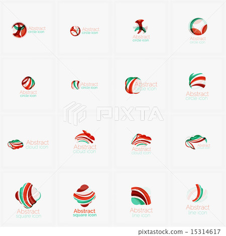 Set of light abstract geometric business company logos. Clean modern design, flowing elements Set of light abstract geometric business company logos. Clean modern design, flowing elements 15314617