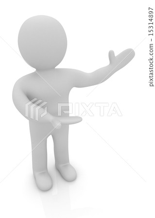 3d people - man, person presenting - pointing. 15314897