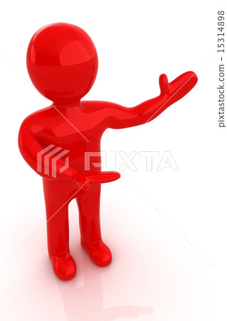 3d people - man, person presenting - pointing. 15314898