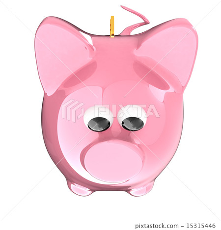 Piggy bank with gold coin on white Piggy bank with gold coin on white 15315446