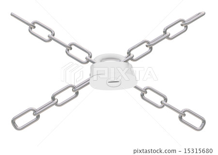 chains and padlock on white 15315680