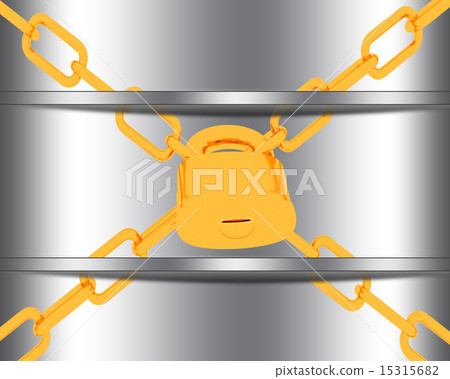 gold chains and padlock on white background gold chains and padlock on white background 15315682