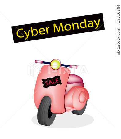 Vintage Scooter with A Cyber Monday Flag Vintage Scooter with A Cyber Monday Flag 15316884