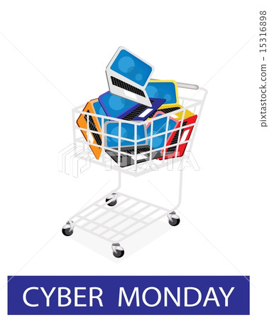 Laptop Computer in Cyber Monday Shopping Cart Laptop Computer in Cyber Monday Shopping Cart 15316898