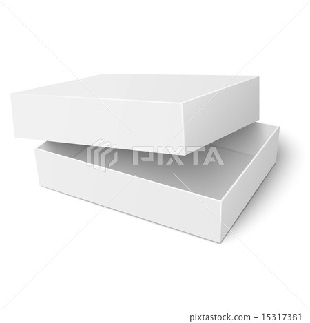 Template of white cardboard box with opened lid. Template of white cardboard box with opened lid. 15317381