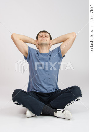 Athlete stretching his neck, leaned back 15317654