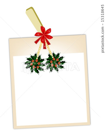 Blank Photos with Christmas Holly Hanging Blank Photos with Christmas Holly Hanging 15318645