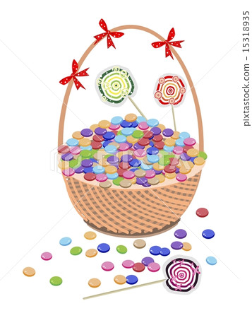 A Brown Basket of Chocolates and Lollipops 15318935