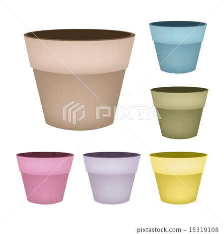 Set of Flower Pots on White Background Set of Flower Pots on White Background 15319108