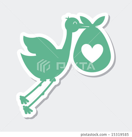 Stork icon with baby on white background vector illustration 15319585