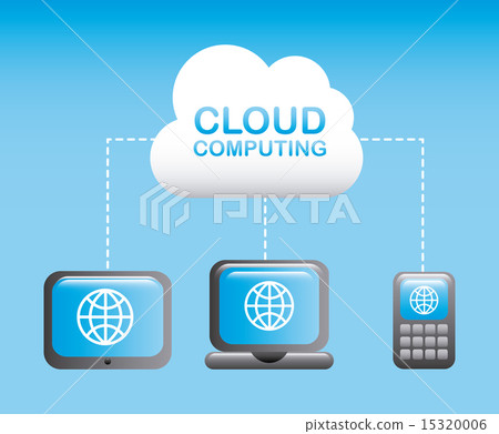 cloud computing over blue background vector... - Stock Illustration ...