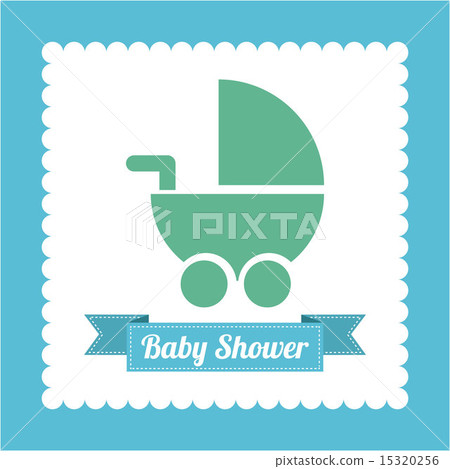 Baby shower card with baby carriage vector illustration Baby shower card with baby carriage vector illustration 15320256
