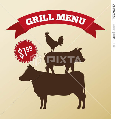 grill menu over pink background vector illustration 15320842