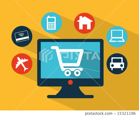 ecommerce design over yellow background vector illustration ecommerce design over yellow background vector illustration 15321196