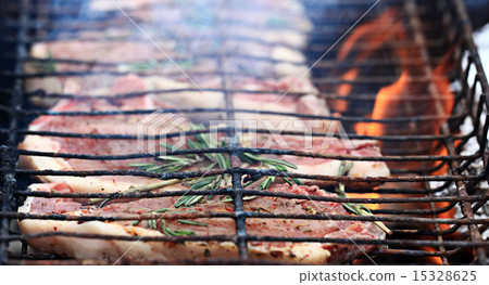 Barbecue meat on the coals, fire Barbecue meat on the coals, fire 15328625