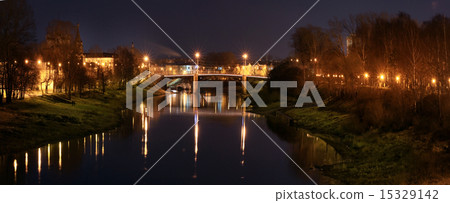 night view of the city river bridge night view of the city river bridge 15329142