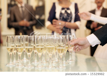 glasses with champagne reception 15329982