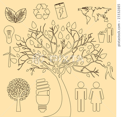 tree ecology icons over cream background vector illustration tree ecology icons over cream background vector illustration 15332885
