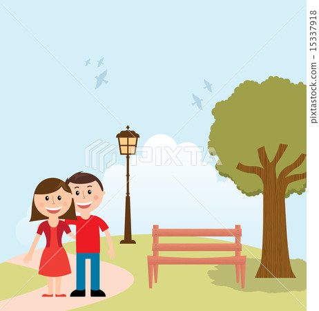 family design over landscape background vector illustration 15337918
