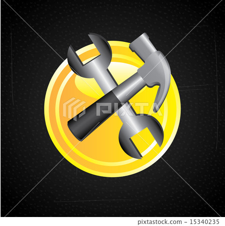 hammer and wrench isolated over black background vector illustra 15340235