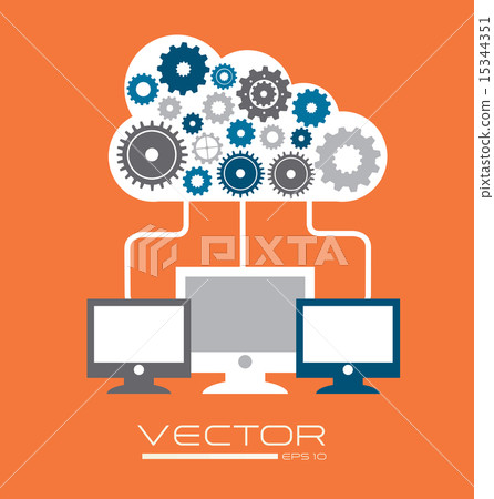 Technology design over orange background vector illustration Technology design over orange background vector illustration 15344351