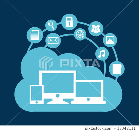 cloud computing over blue background vector... - Stock Illustration ...