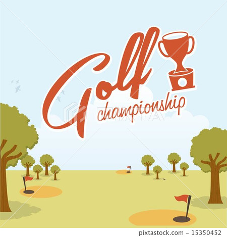 golf design over landscape background vector illustration golf design over landscape background vector illustration 15350452
