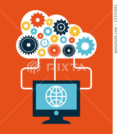 cloud computing over red background vector illustration 15352081