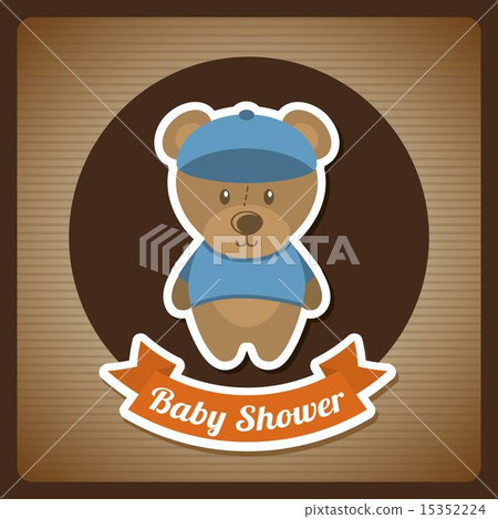 baby shower design over brown background vector illustration 15352224