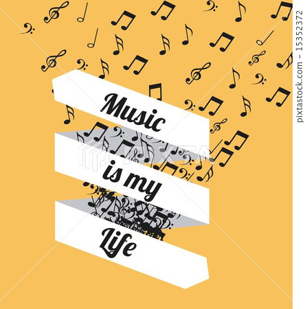 Music is my life message with notes vector illustration 15352372