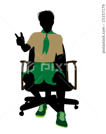 Boyscout Sitting On A Chair Illustration Silhouette 15357179