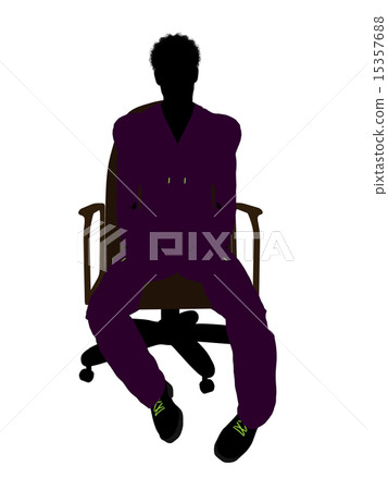 African American Mechanic Sitting On An Office Chair Silhouette 15357688
